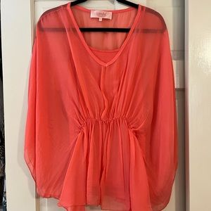 New - Scandal two piece sheer orange blouse. Large to ex-large.